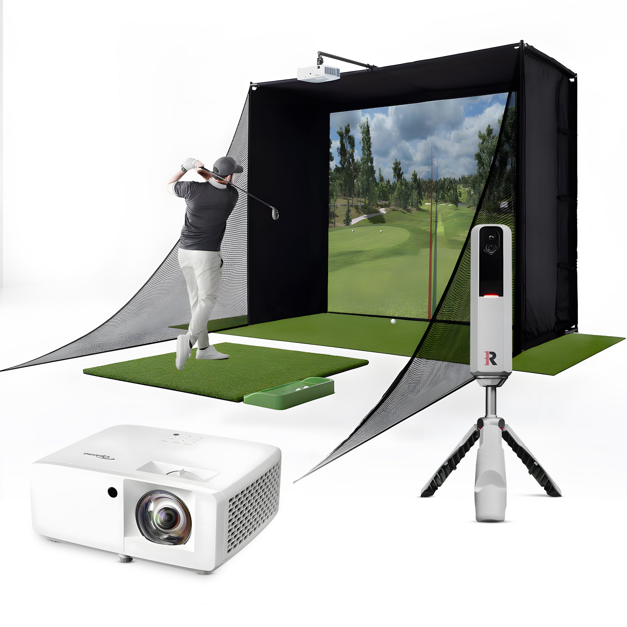 Rapsodo MLM2Pro Golf Simulator Package (with Impact Screen, Projector, Enclosure, Hitting Mat, Turf, and Side Nets)