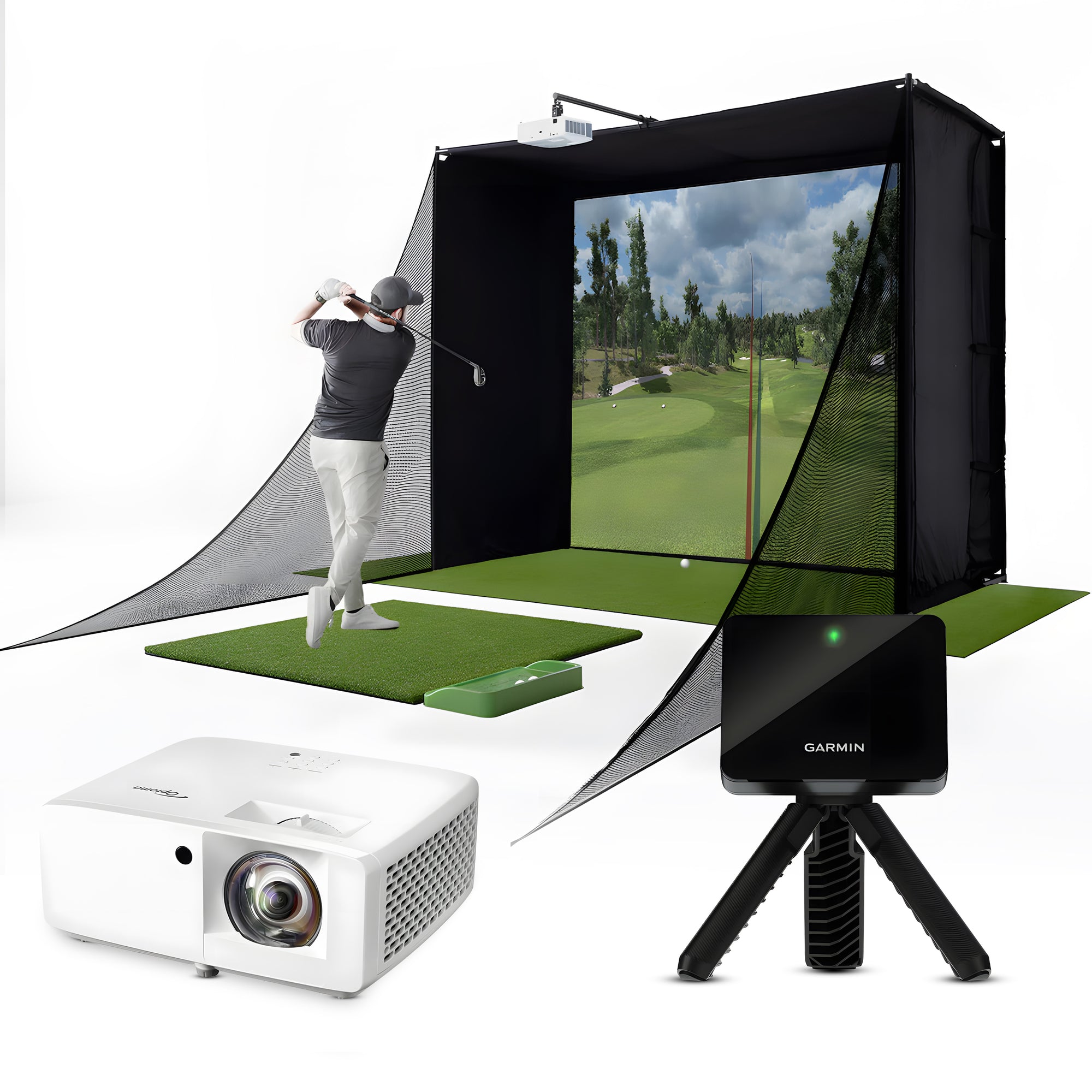 Garmin Approach R10 Golf Simulator Package (with Impact Screen, Projec ...