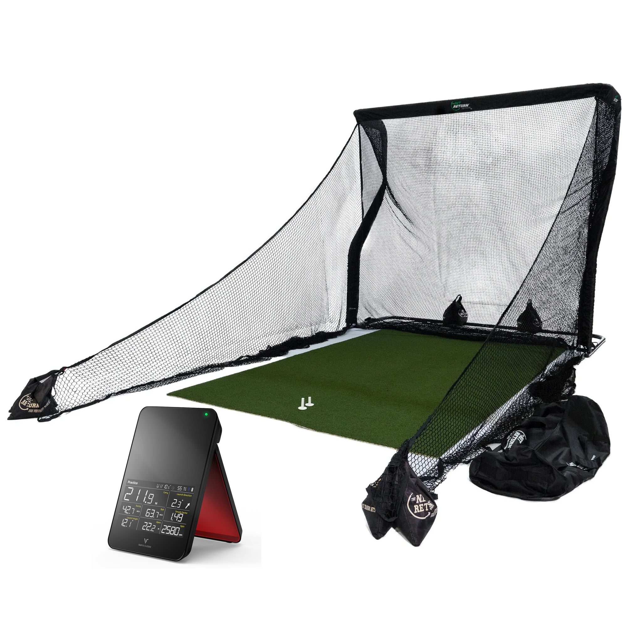 Swing Caddie SC4 Practice Package with The Net Return | Golf Simulator and Launch Monitor