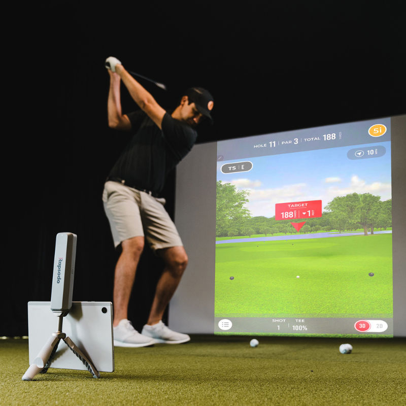 Rapsodo MLM2PRO Golf Simulator Package (with Carl's Place DIY Enclosure, hitting mat, putting green, and BenQ Projector)