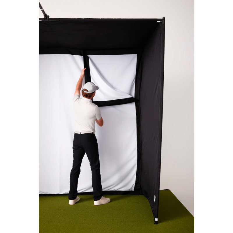 Swing Caddie SC4 Golf Simulator Package (with Impact Screen, Projector, Enclosure, Hitting Mat, Turf, and Side Nets)